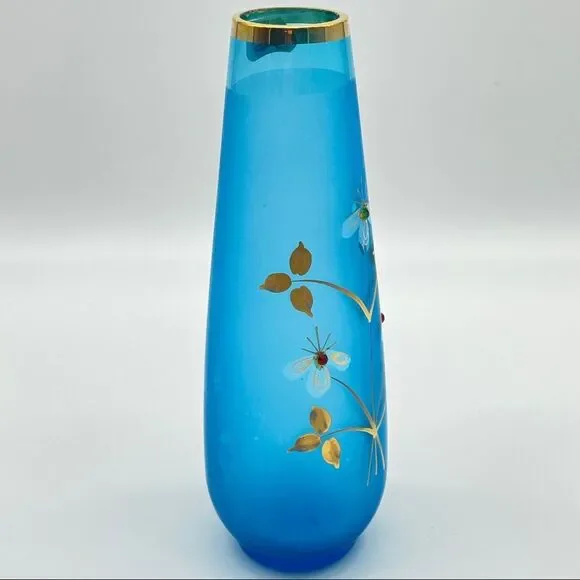 Vintage Norcrest Frosted Bud Vase Hand Painted Gold Edge MCM - Picture 6 of 9